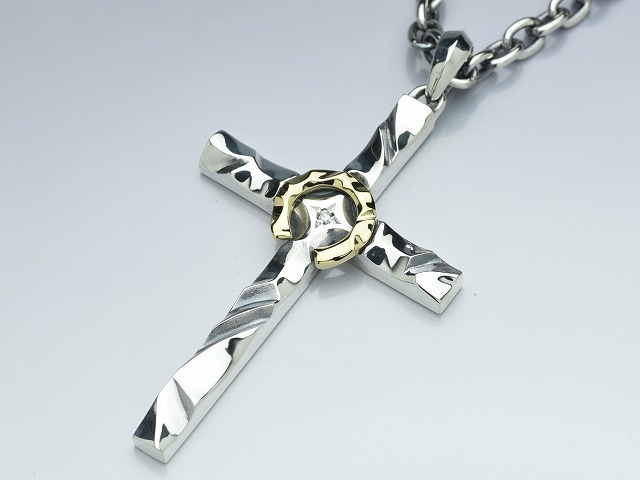 HORSE SHOE CROSS:with dia K18コンビ