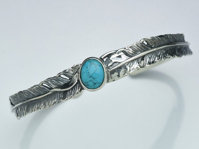 DOUBLE FEATHER BANGLE:with turquoise