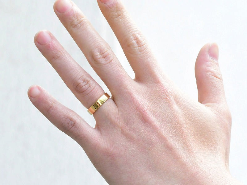 K18 斜めラインのリング　約4号 FIELD LINE RING 4.5mm(K18)