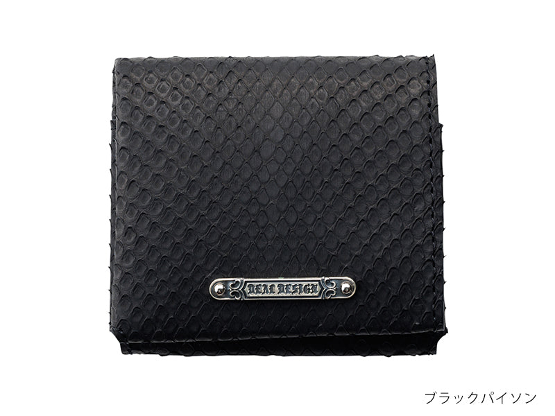 DEAL DESIGN ディールデザイン 財布 ウォレット ヘビ革 黒 パイソン ラウンドフォールドウォレット：ステッチモデル