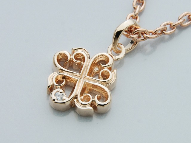 ワンドロップペンダント：クローバー(ピンク)